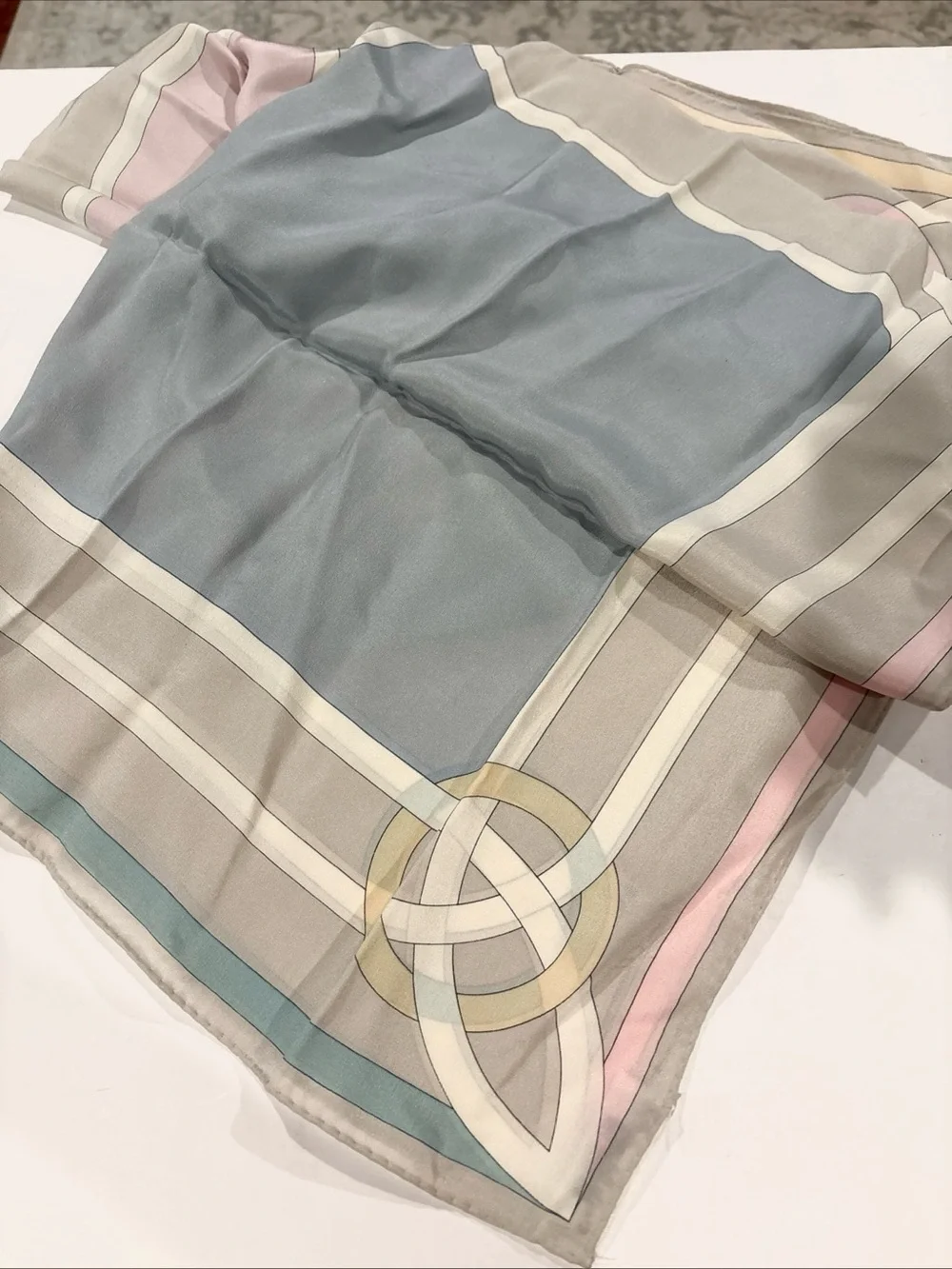 Vintage Ginnie Johansen 100% Silk Scarf 34” Square Pastel Colors
